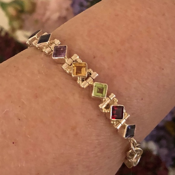 Rare Vintage Silpada Sterling Silver Semi-Precious Stone Tennis Bracelet B0948 - Picture 11 of 12